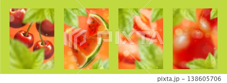 Fresh summer fruit background set, blurred texture Fresh summer fruit background set, blurred texture 138605706