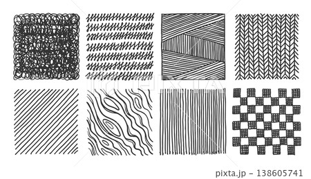 Hand drawn crosshatch patterns with pencil sketch 138605741