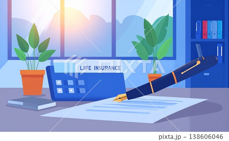 金色の万年筆と電卓が置かれた金融書類のクローズアップ、ビジネスコンセプト 138606046