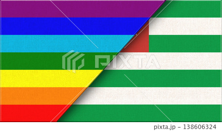 Flags of LGBT and Abkhazia. LGBT and Abkhazian flags Flags of LGBT and Abkhazia. LGBT and Abkhazian flags 138606324