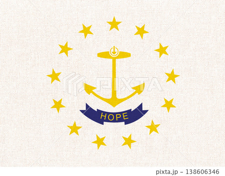 Flag of Rhode Island state on fabric surface. Rhode Island state flag Flag of Rhode Island state on fabric surface. Rhode Island state flag 138606346