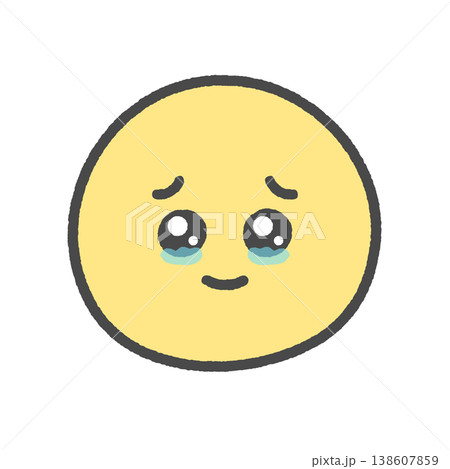 うるうるした涙目で微笑んでいる手描きのかわいい絵文字 - 喜びや感動の表情で泣き笑いする顔のイラスト うるうるした涙目で微笑んでいる手描きのかわいい絵文字 - 喜びや感動の表情で泣き笑いする顔のイラスト 138607859