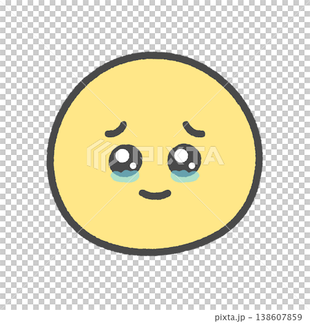 うるうるした涙目で微笑んでいる手描きのかわいい絵文字 - 喜びや感動の表情で泣き笑いする顔のイラスト うるうるした涙目で微笑んでいる手描きのかわいい絵文字 - 喜びや感動の表情で泣き笑いする顔のイラスト 138607859