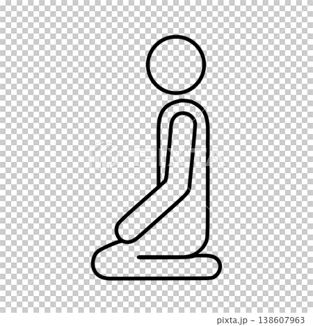 Line icon of a person sitting in a seiza position 138607963