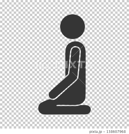 Silhouette icon of a person sitting in a seiza position Silhouette icon of a person sitting in a seiza position 138607968