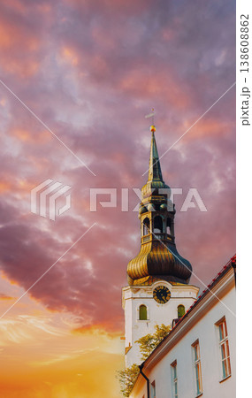 St. Mary's Cathedral Tower in Tallinn at Sunset St. Mary's Cathedral Tower in Tallinn at Sunset 138608862