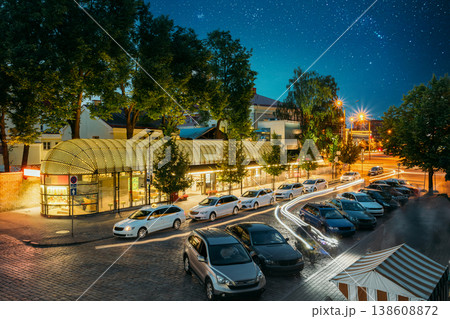 Illuminated street and parking area in Tallinn at night Illuminated street and parking area in Tallinn at night 138608872
