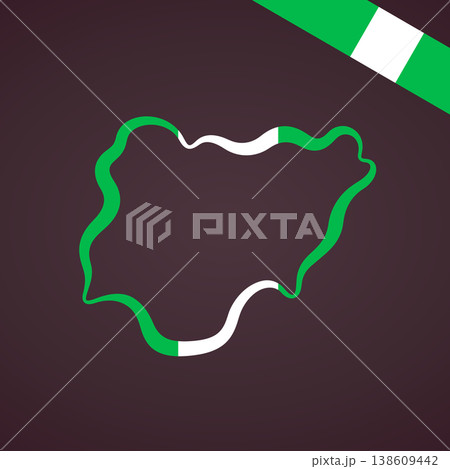 Nigeria - Outline map and corner flag 138609442