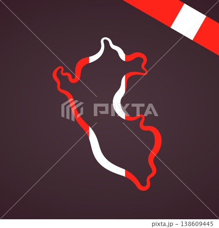 Peru - Outline map and corner flag Peru - Outline map and corner flag 138609445