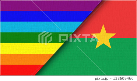 Flags of LGBT and Burkina Faso. LGBT and Burkina Faso National flags on Fabric Flags of LGBT and Burkina Faso. LGBT and Burkina Faso National flags on Fabric 138609466
