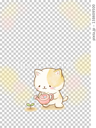 自分を育てるプログラム案内・園だより用素材 芽に水をあげる猫 心の回復とセルフケアを伝える水彩フレー 自分を育てるプログラム案内・園だより用素材 芽に水をあげる猫 心の回復とセルフケアを伝える水彩フレー 138609500