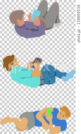 一個人看著智能手機的插圖 一個人看著智能手機的插圖 138609556