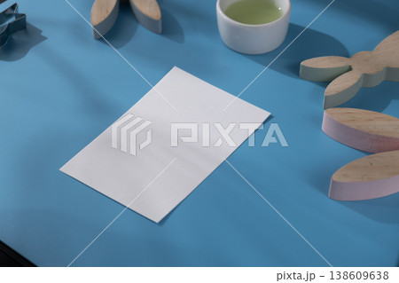 Drawing Easter rabbit bunny Storytelling of creating craft Easter greeting card holiday present. Tactile hand-on activity. Master class progress of creative me-made gifts. Seasonal domestic life micro 138609638