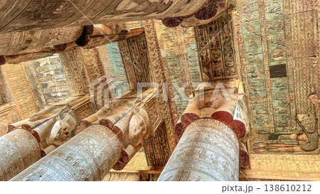 Beautiful vaults and bas-reliefs in the ancient temple complex of Dendera, Qena, Egypt 138610212