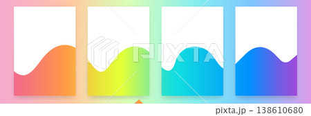 minimalist vertical posters set with vibrant gradient waves. Abstract blank banners templates with orange, green, blue and purple fluid lines. Modern backdrop collection for branding and social media. minimalist vertical posters set with vibrant gradient waves. Abstract blank banners templates with orange, green, blue and purple fluid lines. Modern backdrop collection for branding and social media. 138610680