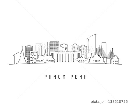 Detailed Phnom Penh skyline vector illustration.  138610736