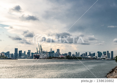 Cityscape of Miami downtown. Florida with modern skyscrapers in downtown Miami. Skyline marina cityscape. Miami skyline. Miami beach city downtown. Seaport and building skyscraper Cityscape of Miami downtown. Florida with modern skyscrapers in downtown Miami. Skyline marina cityscape. Miami skyline. Miami beach city downtown. Seaport and building skyscraper 138610802