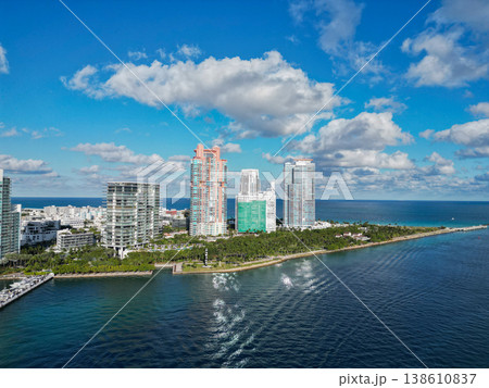 Florida panorama. Skyscraper architecture of Miami. Luxury life. Miami South beach landscape drone view. Aerial on Miami skyscraper. Aerial Miami south beach. Cityscape landscape in South Beach Florida panorama. Skyscraper architecture of Miami. Luxury life. Miami South beach landscape drone view. Aerial on Miami skyscraper. Aerial Miami south beach. Cityscape landscape in South Beach 138610837