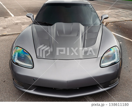 Matte Gray Sports Car Front View Matte Gray Sports Car Front View 138611180