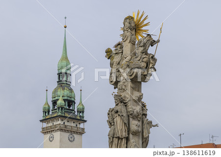 Holy Trinity Column and Old Town Hall tower Brno Holy Trinity Column and Old Town Hall tower Brno 138611619