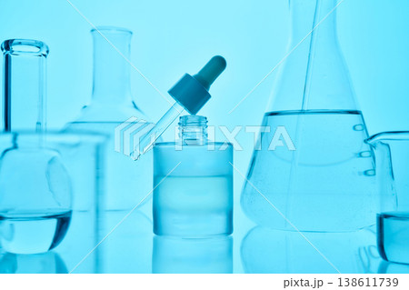 Skincare product dropper bottle and laboratory glassware Skincare product dropper bottle and laboratory glassware 138611739