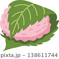 Flat Vector Japanese Sakura Mochi Illustration for Spring Theme 138611744