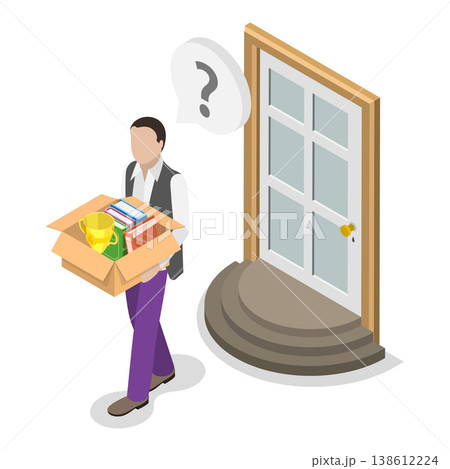 3D Isometric Flat Vector Illustration of Layoff, Staff Reduction, Career Issues. Item 3 3D Isometric Flat Vector Illustration of Layoff, Staff Reduction, Career Issues. Item 3 138612224