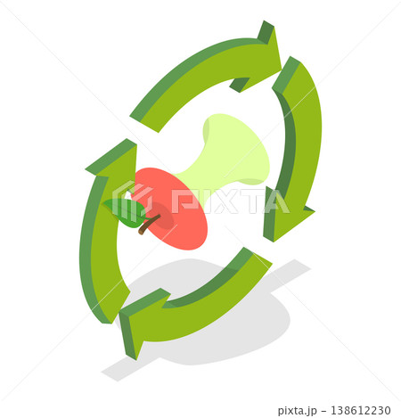 3D Isometric Flat Vector Illustration of Organic Disposal, Recycling Food Waste And Kitchen Scraps In Compost Collection Program. Item 3 3D Isometric Flat Vector Illustration of Organic Disposal, Recycling Food Waste And Kitchen Scraps In Compost Collection Program. Item 3 138612230