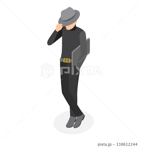 3D Isometric Flat Vector Illustration of Hackers Classification, Digital Security, Online Threats. Item 6 138612244