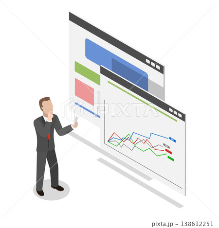 3D Isometric Flat Vector Illustration of AI and Sales, Artificial Intelligence Marketing Strategies. Item 2 138612251
