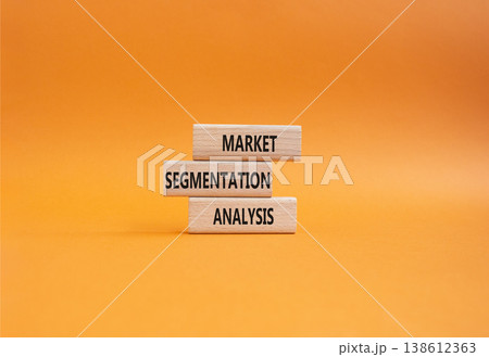 Market Segmentation Analysis symbol. Concept word Market Segmentation Analysis on wooden blocks. Beautiful orange background. Business and Market Segmentation Analysis. Copy space Market Segmentation Analysis symbol. Concept word Market Segmentation Analysis on wooden blocks. Beautiful orange background. Business and Market Segmentation Analysis. Copy space 138612363