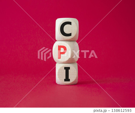 CPI - Consumer Price Index symbol. Concept word CPI on wooden cubes. Beautiful red background. Business and CPI concept. Copy space. CPI - Consumer Price Index symbol. Concept word CPI on wooden cubes. Beautiful red background. Business and CPI concept. Copy space. 138612593