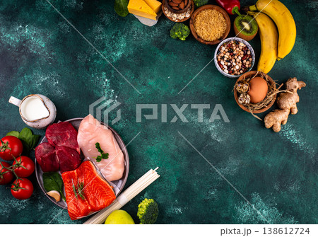 Clean eating balanced protein healthy food. 138612724