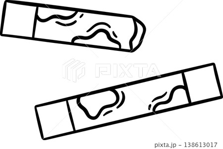 Black and white doodle of pastel sticks in a row. Minimalist art tool icon for painting supplies or craft packaging Black and white doodle of pastel sticks in a row. Minimalist art tool icon for painting supplies or craft packaging 138613017