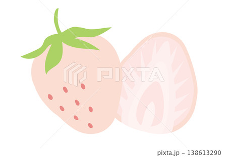 シンプルでかわいい白いイチゴの装飾イラスト　スライス白いちご　断面図 138613290