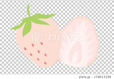 シンプルでかわいい白いイチゴの装飾イラスト　スライス白いちご　断面図 138613290