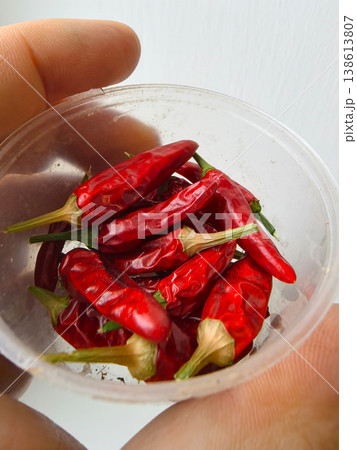 Bright red hot peppers ready for cooking and adding flavor to dishes 138613807