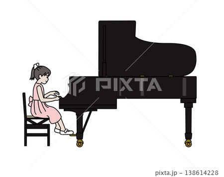 ピアノ発表会で演奏する女の子のイラスト ピアノ発表会で演奏する女の子のイラスト 138614228