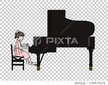 ピアノ発表会で演奏する女の子のイラスト ピアノ発表会で演奏する女の子のイラスト 138614228