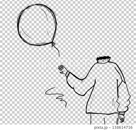 Minimalist line art illustration of person reaching for a flying balloon Minimalist line art illustration of person reaching for a flying balloon 138614716