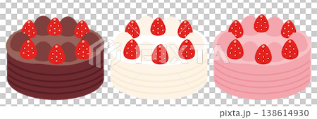 一組三個完整的蛋糕，適合生日和週年紀念。 138614930