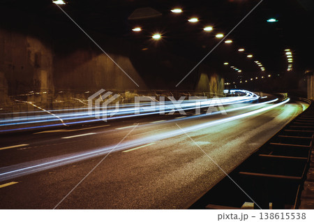 city lights long exposure street life in the city speed highway white and red lights environment 138615538