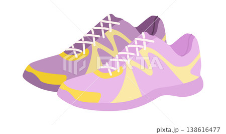 Unisex running sneaker shoe flat pair. Comfortable modern sport footwear for youth street style, weekend activity. Unisex running sneaker shoe flat pair. Comfortable modern sport footwear for youth street style, weekend activity. 138616477