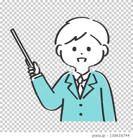指示棒を持ったビジネスマンのイラスト 138616744