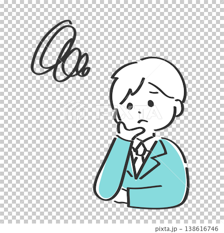 A businessman with his hand on his chin, deep in thought. 138616746