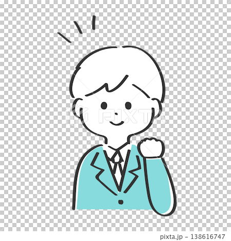 片手でガッツポーズを作る若いビジネスマン 138616747