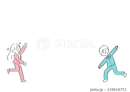 両手を広げてアピールをするビジネスパーソンのフレーム｜シンプルで使いやすいイラスト 138616751