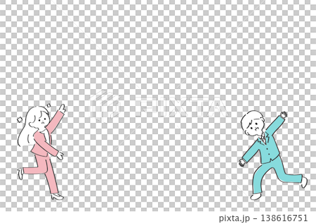 両手を広げてアピールをするビジネスパーソンのフレーム｜シンプルで使いやすいイラスト 138616751