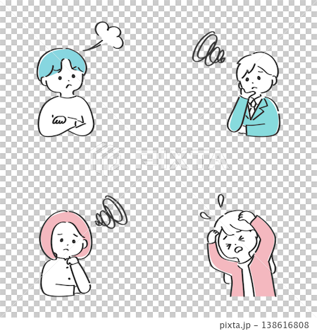 一組描繪人們憂慮的插圖 | 簡潔易用的插圖 138616808