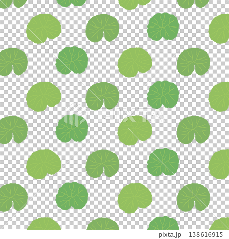A seamless overhead background illustration featuring scattered round leaves of Centella asiatica. A seamless overhead background illustration featuring scattered round leaves of Centella asiatica. 138616915